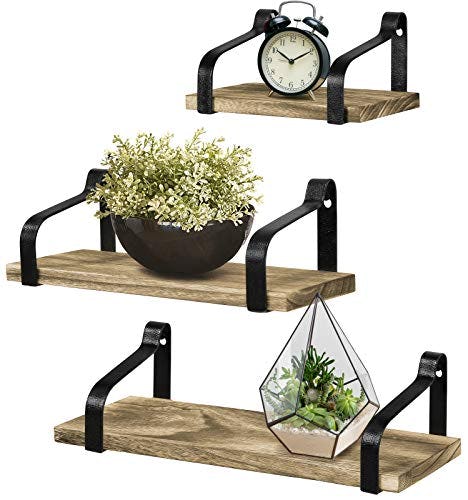 Greenco Rustic Floating Wall Shelves (Set of 3)