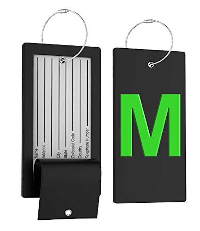 Luggage Tag Initial Bag Tag - Fully Bendable Tag w/ Stainless Steel Loop