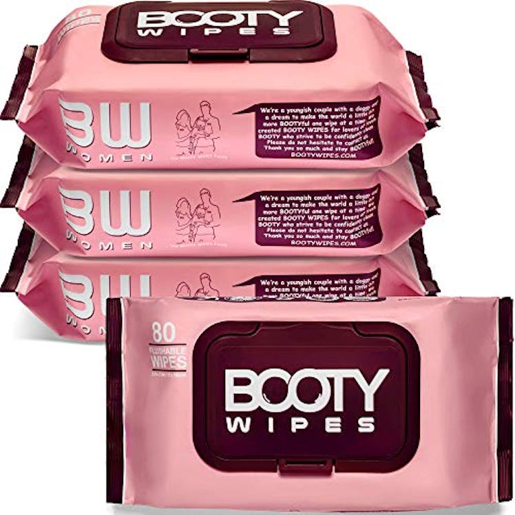 BOOTY WIPES for Women - 320 Flushable Wipes for Adults, Feminine Wet Wipes (320 Wipes Total - 4 Flip...