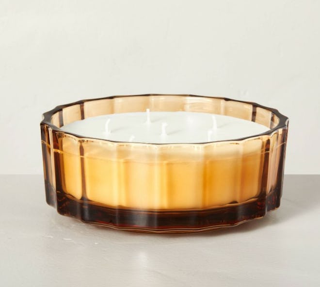 Harvest Spice Fluted Amber Glass Candle
