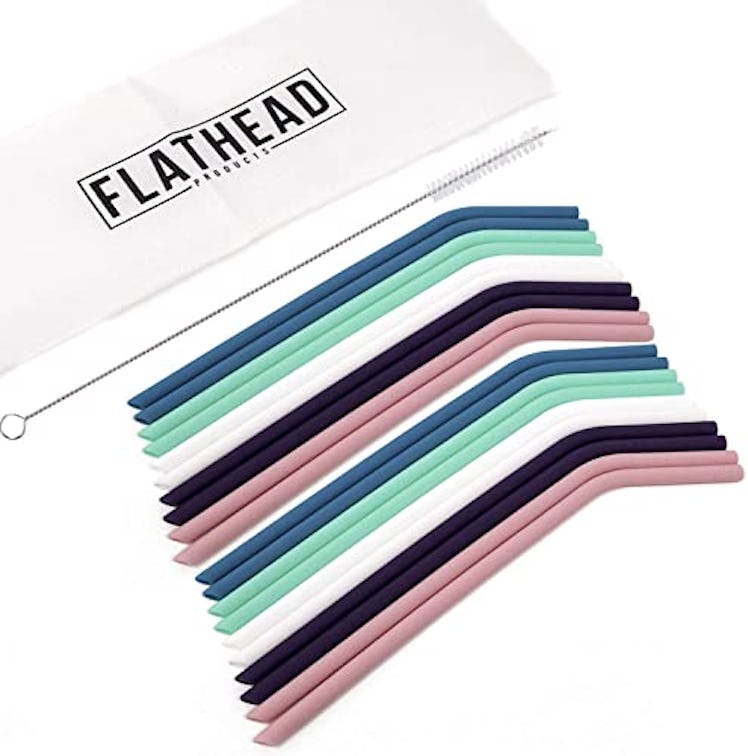 Flathead Products Reusable Silicone Drinking Straws