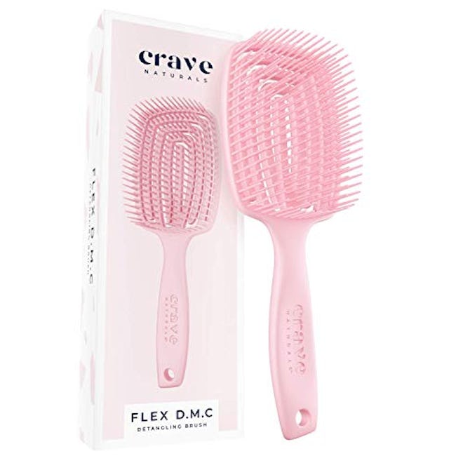 Crave Naturals FLEX DMC Detangling Brush for Thick & Curly Hair - Flexible Detangler Hairbrush Squar...