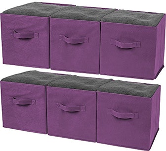 Greenco Foldable Storage Cubes Non-woven Fabric -6 Pack-(Purple)