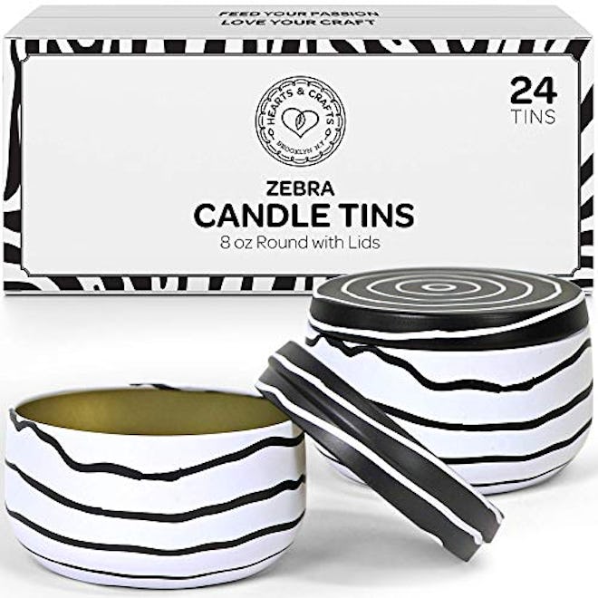 Hearts & Crafts Zebra Candle Tins (24-Pack)