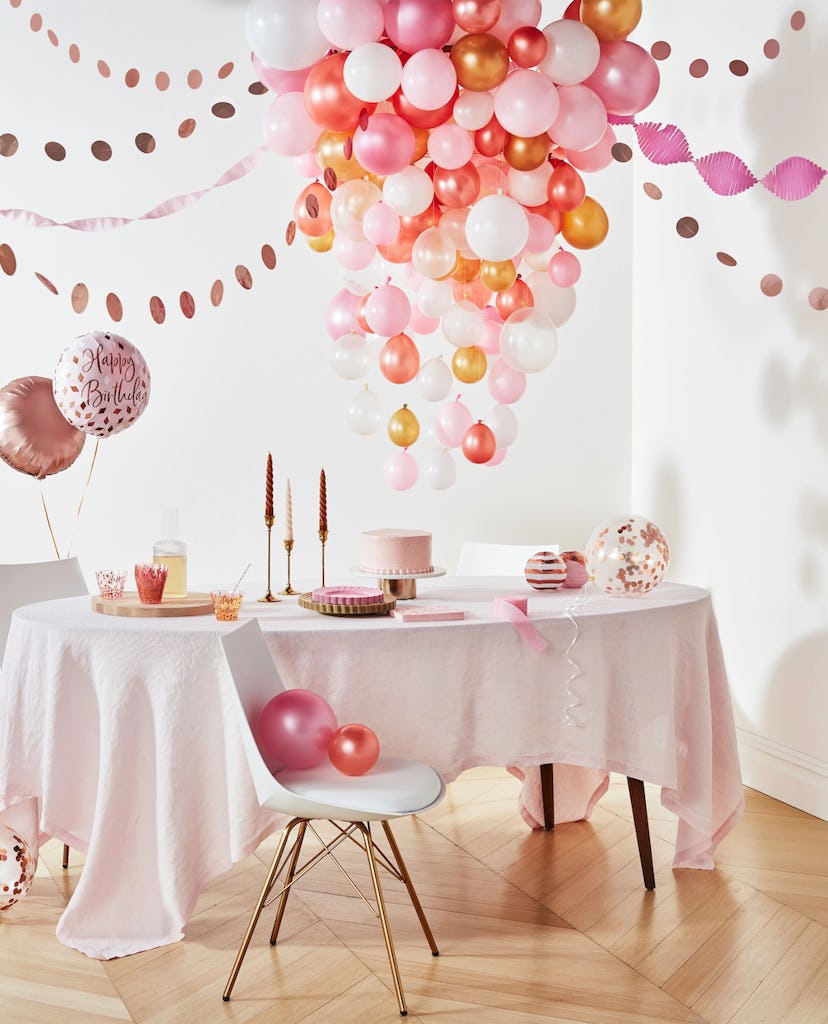 Blush pink soiree decoration for a tween birthday party