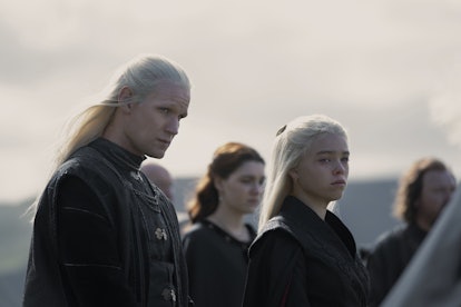 Daemon Targaryen and Rhaenyra at Aemmas funeral.