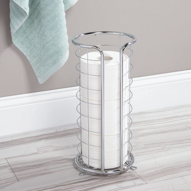 mDesign Metal Freestanding Toilet Paper Holder