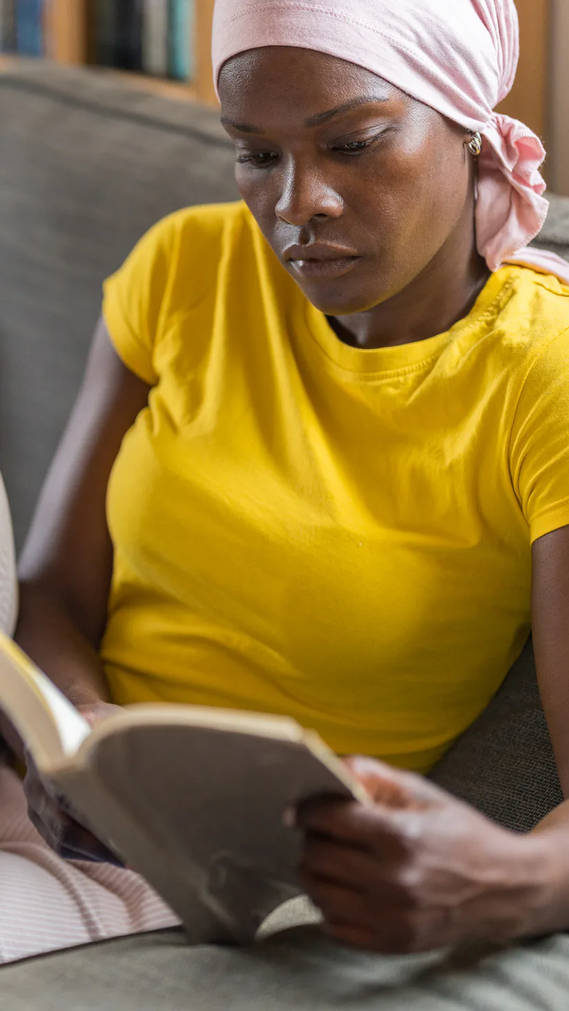 Woman reading a book.