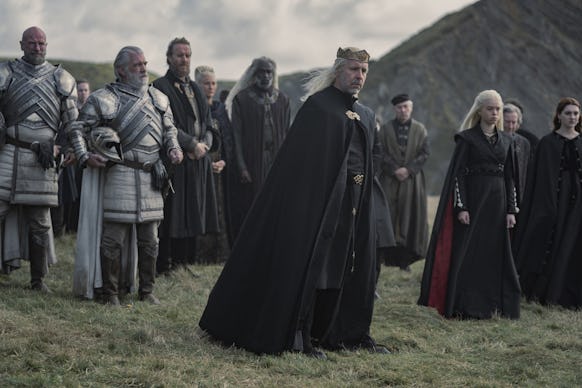 King Viserys Targaryen and Rhaenyra at Aemmas funeral.