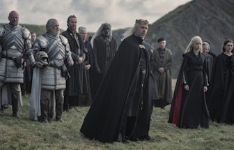 King Viserys Targaryen and Rhaenyra at Aemmas funeral.