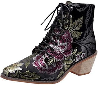 Gets Floral Embroidered Ankle Boots