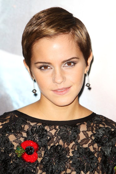 Emma Watson with a pixie cut at the world premiere of 'Harry Potter and the Deathly Hallows: Part 1'...