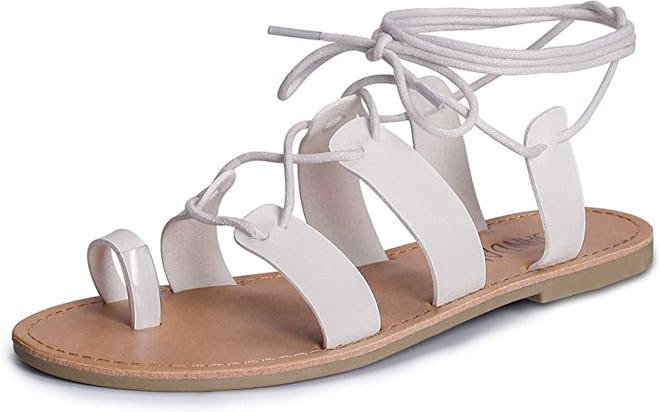 SANDALUP Tie Up Flat Gladiator Roman Sandals