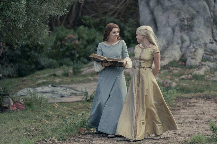 Emily Carey as Alicent Hightower and Milly Alcock as Rhaenyra Targaryen in House of the Dragon Episo...