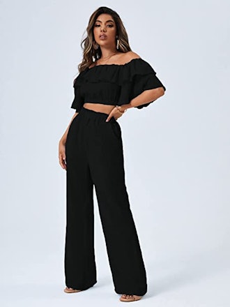 Romwe Off Shoulder Crop Top Outfit