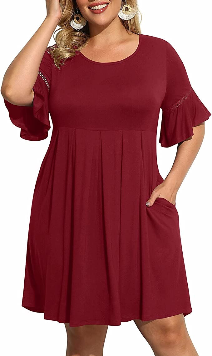 Pinup Fashion Bell Sleeve Swing Dress