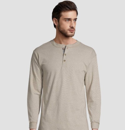 This long-sleeved thermal henley can be used as part of a Mose Halloween costume from 'The Office.'
