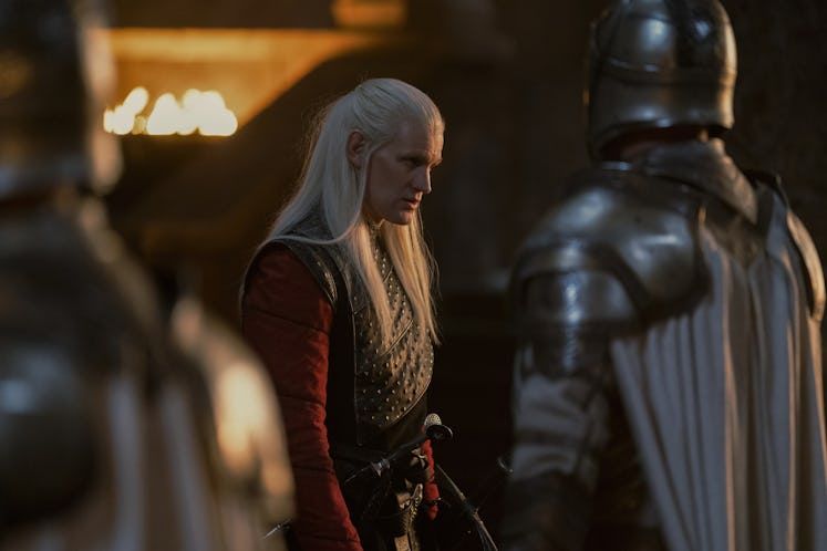 Matt Smith's Daemon Targaryen stands near several members of the Kingsguard in House of the Dragon E...