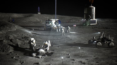 NASA Artemis moon basecamp concept image.