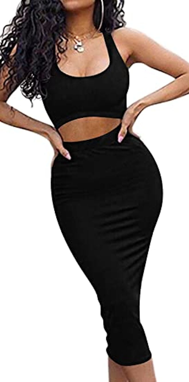 GOBLES Tank Top and Bodycon Midi Skirt Outfit