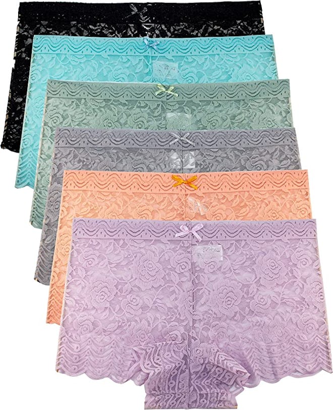 Barbra Lingerie Lace Boyshort Panties (6-Pack)