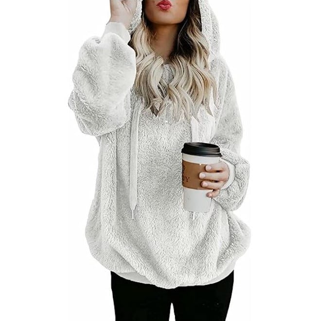 Acelitt Womens Oversized Fuzzy Fleece Sweatshirt