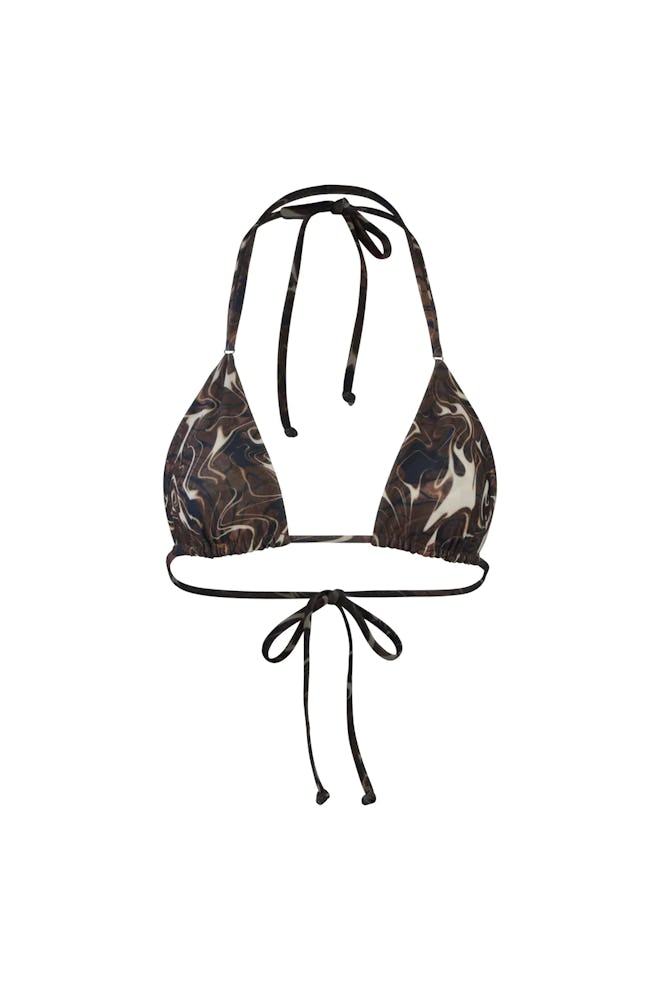 Gonza bikini top in brown swirl print