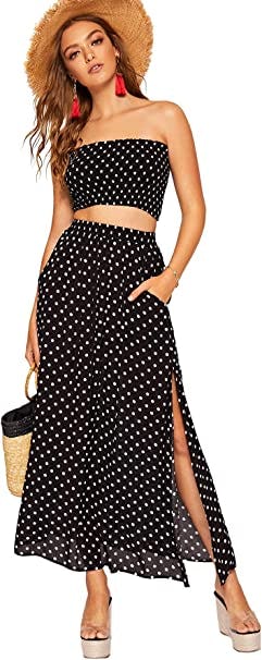 Floerns Crop Top and Skirt Set