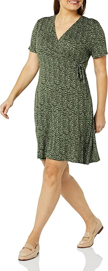 Amazon EssentialsCap-Sleeve Faux-Wrap Dress