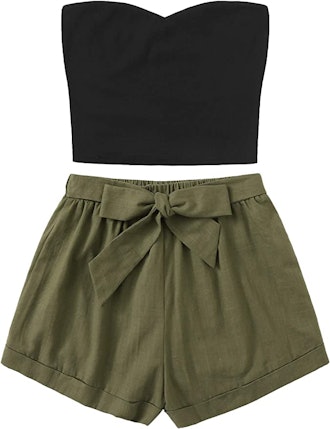 Floerns 2 Piece Crop Top and Shorts Outfit