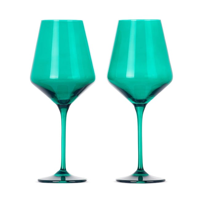 Green Wine Glass Set