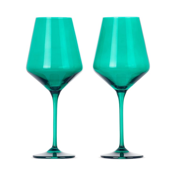 Green Wine Glass Set
