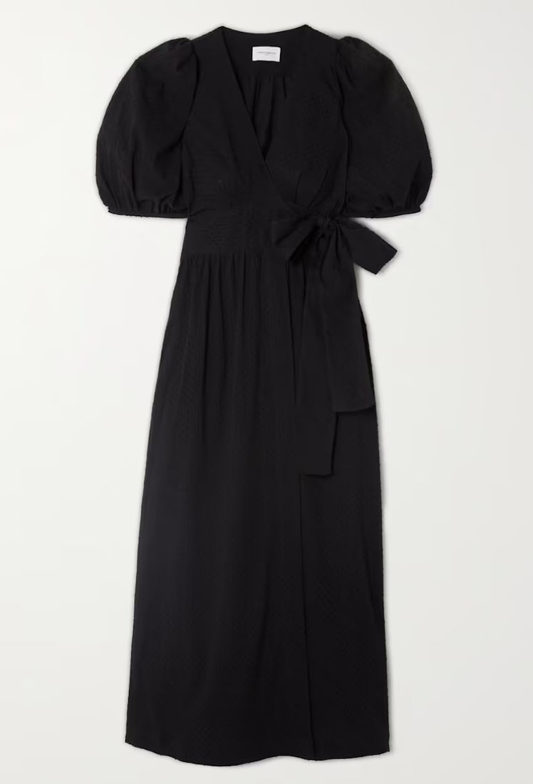 Bronwyn Swiss-dot cotton-seersucker wrap dress
