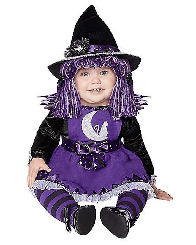 Witches and wizards are a classic combo, perfect for matching dog and baby Halloween costumes.