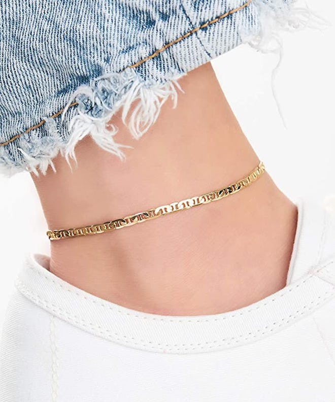 Barzel 18K Gold Plated Flat Marina Link Anklet