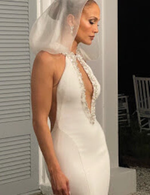 Jennifer Lopez wearing her custom Ralph Lauren wedding gown