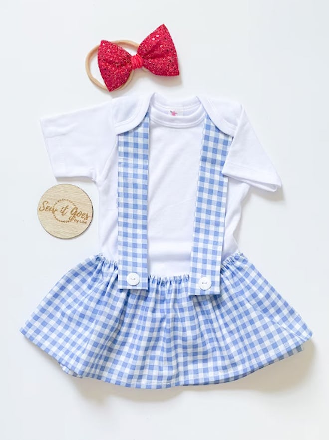 This Dorothy costume is perfect for a baby and dog matching costume.