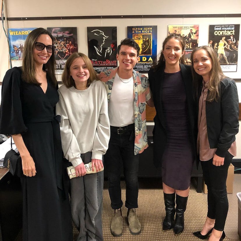 dear evan hansen group shot with angelina and vivienne