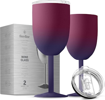 FineDine Double-Walled Insulated Unbreakable Goblets (Set of 2)