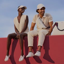 Rothy's and Evian sustainable tennis bags and shoes