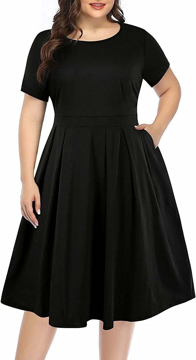 Pinup Fashion Round Neck Midi Dress