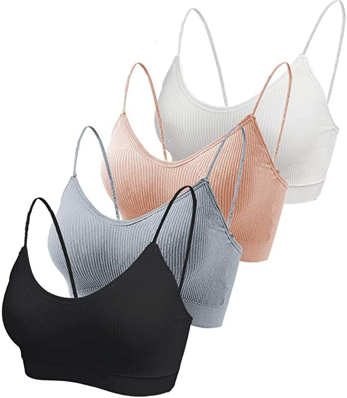 KCDDUMK Padded Seamless Cami Bras (4-Pack)