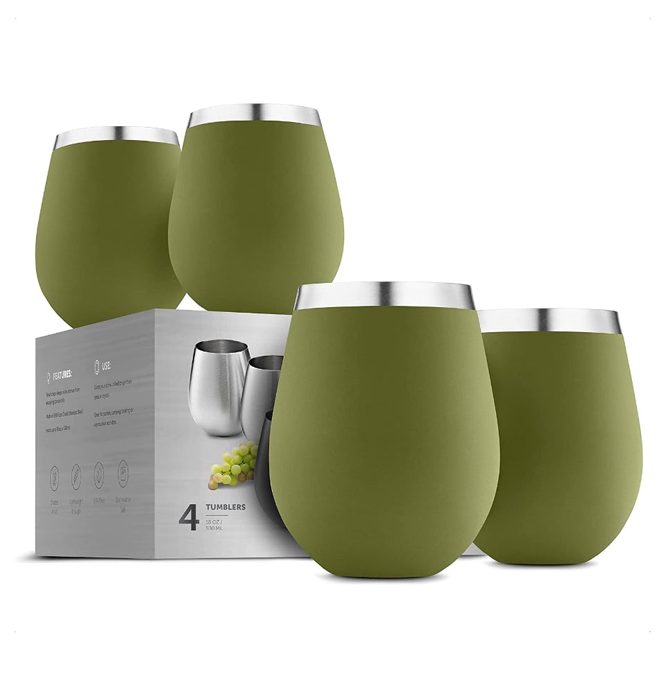 FineDine Stainless Steel Wine Glasses (4-Pack)