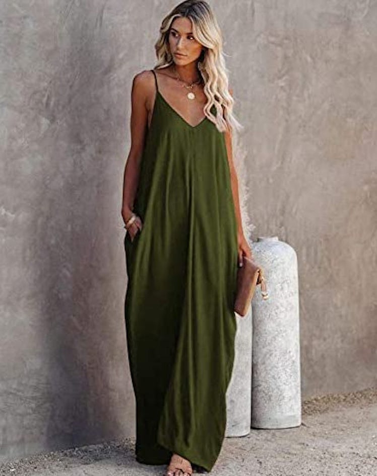 Poetsky Strappy V-Neck Maxi Dress With Pockets