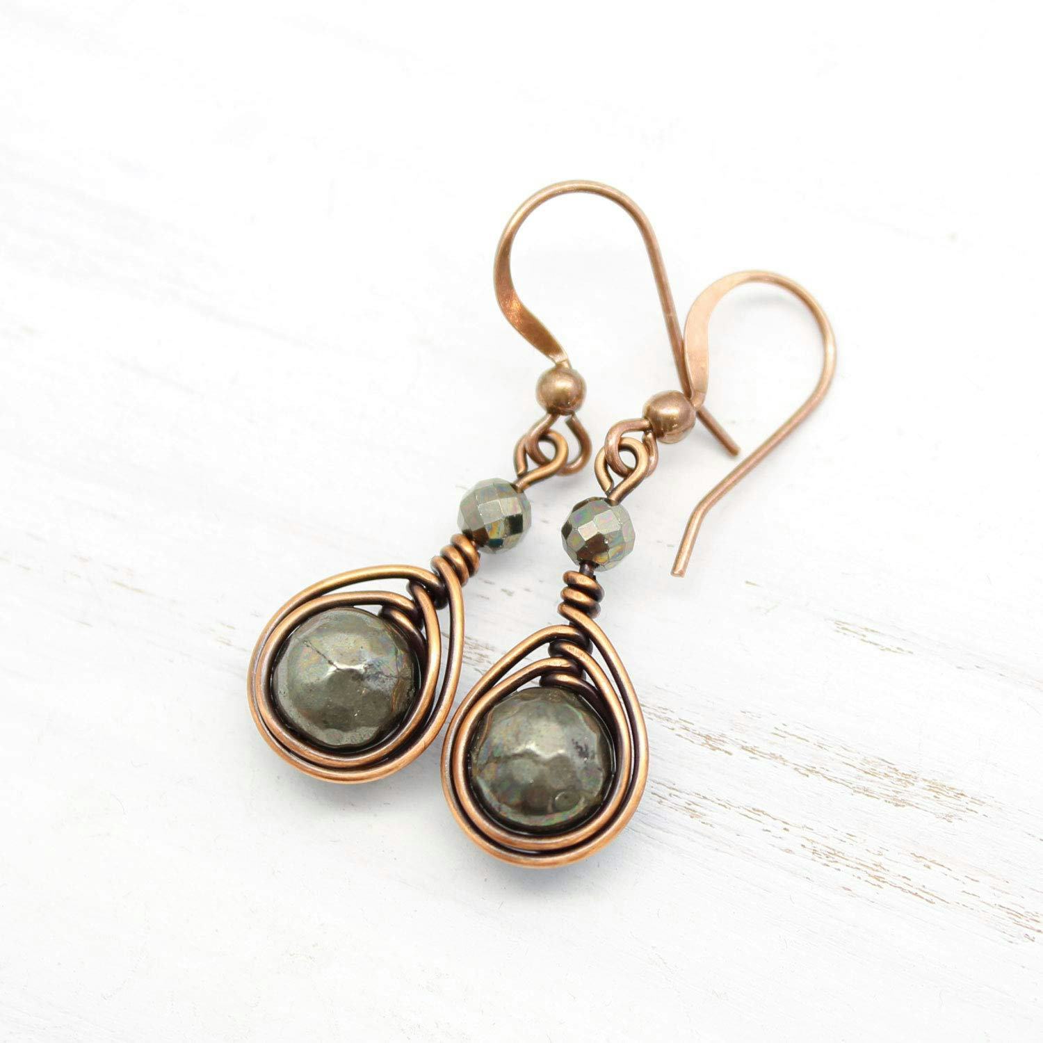 Pillar of Salt Studio Pyrite Copper Earrings