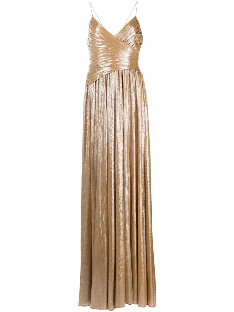 retrofête gold pleated gown