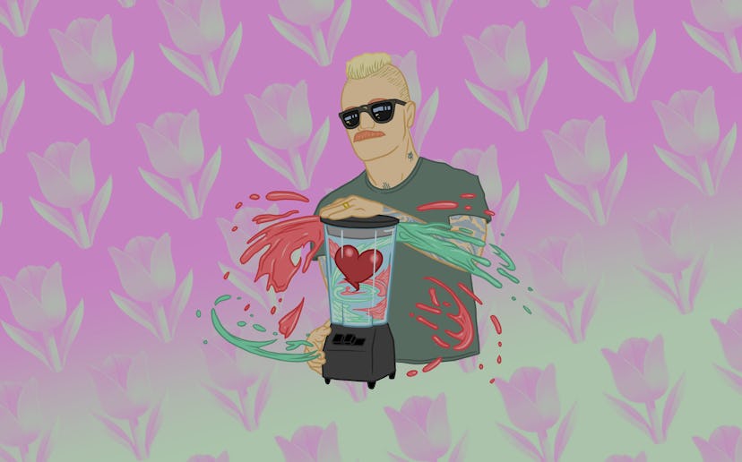 Illustration of Eve 6 Guy Max Collins with flower background