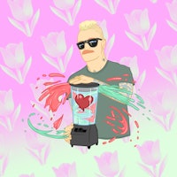 Illustration of Eve 6 Guy Max Collins with flower background