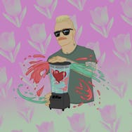 Illustration of Eve 6 Guy Max Collins with flower background