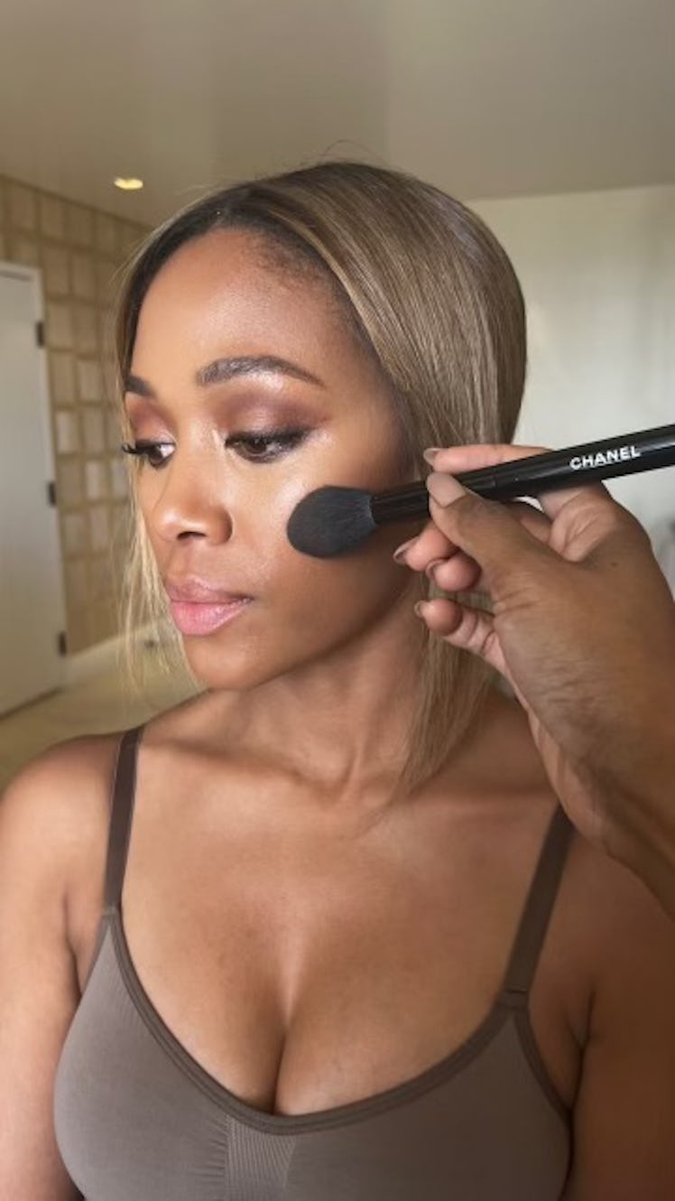 Nicole Beharie in the makeup chair